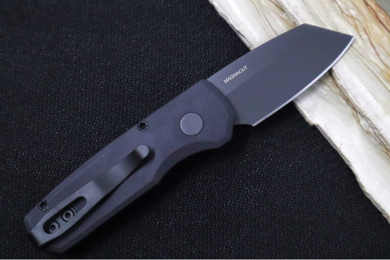 Pro Tech Runt Auto - Black Aluminum Handle / Black DLC Reverse Tanto Blade / Magnacut Steel R5403