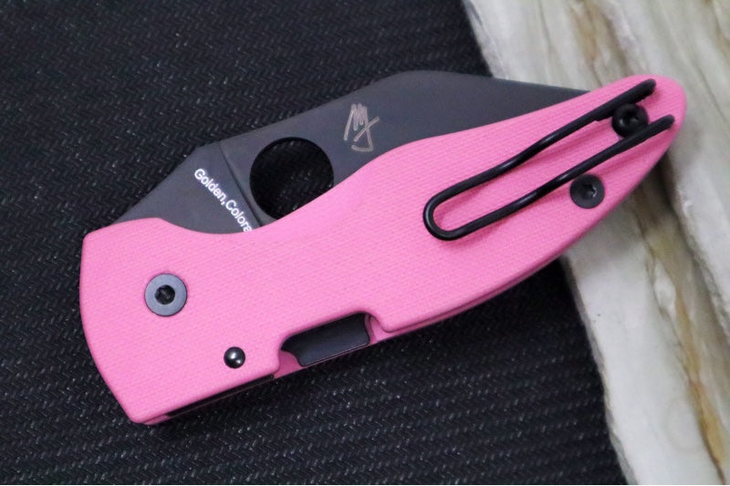 Spyderco Microjimbo SPRINT RUN - Pink G10 Handle / Black DLC Finish / Wharncliffe Blade / CPM-S30V - C264GPNBKP