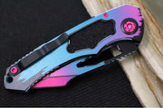 Heretic Knives Pariah Manual - Miami Vice Cel Shading Finished Blade / CPM-Magancut Steel / Miami Vice Cel Shading Aluminum Handle & Black Grip Tape Inlays H047-CS-MV - Northwest Knives