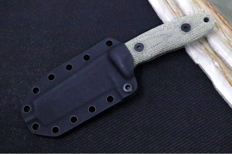 Reiff Knives Circadian Fixed Blade - Green Canvas Micarta Handle / CPM-Magnacut Blade / Stonewashed Clip Point / Black Kydex Sheath