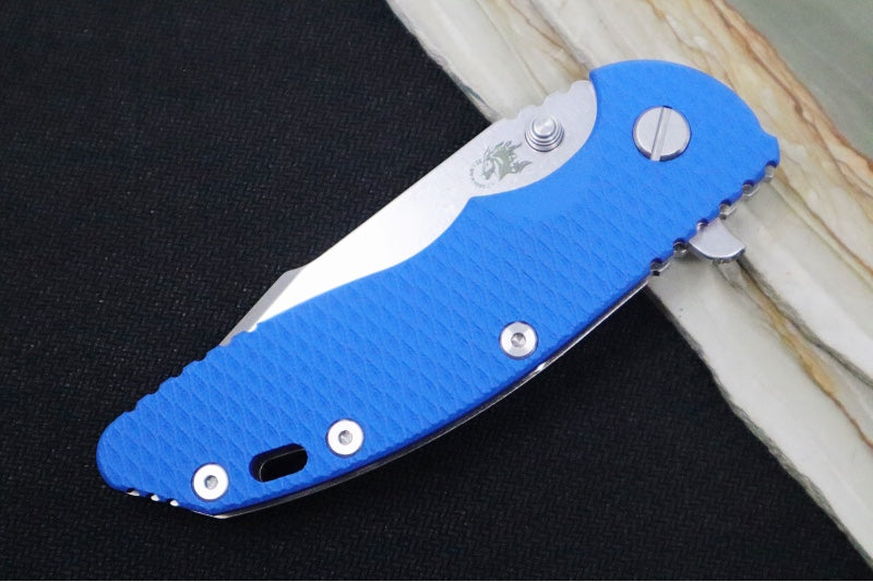 Rick Hinderer Knives XM-18 - 3.5" - Harpoon Spanto / Stonewashed Finish / Blue G-10