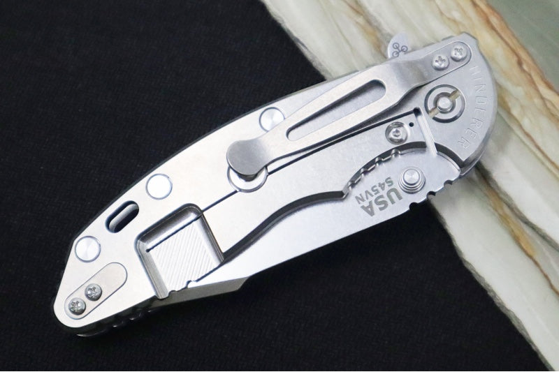 Rick Hinderer Knives XM-18 - 3.5" - Harpoon Spanto / Stonewashed Finish / Blue G-10 - Northwest Knives