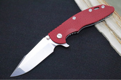 Rick Hinderer Knives XM-18 - 3.5" - Harpoon Spanto / Stonewashed Finish / Red G-10