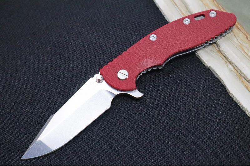 Rick Hinderer Knives XM-18 - 3.5" - Harpoon Spanto / Stonewashed Finish / Red G-10 - Northwest Knives