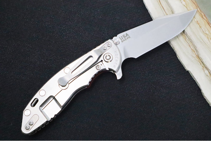 Rick Hinderer Knives XM-18 - 3.5" - Harpoon Spanto / Stonewashed Finish / Red G-10