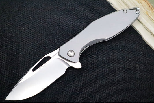 Koenig Arius - Standard with Corda Patterned Handle - Stonewashed Blade with Polished Flats - Silver Spacer (Gen 4)