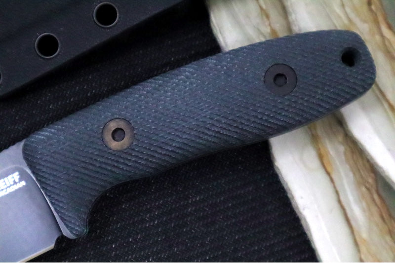 Reiff Knives Circadian Fixed Blade - Black Canvas Micarta Handle / CPM-Magnacut Steel / Black DLC Finished Sheepsfoot Blade / Black Kydex Sheath