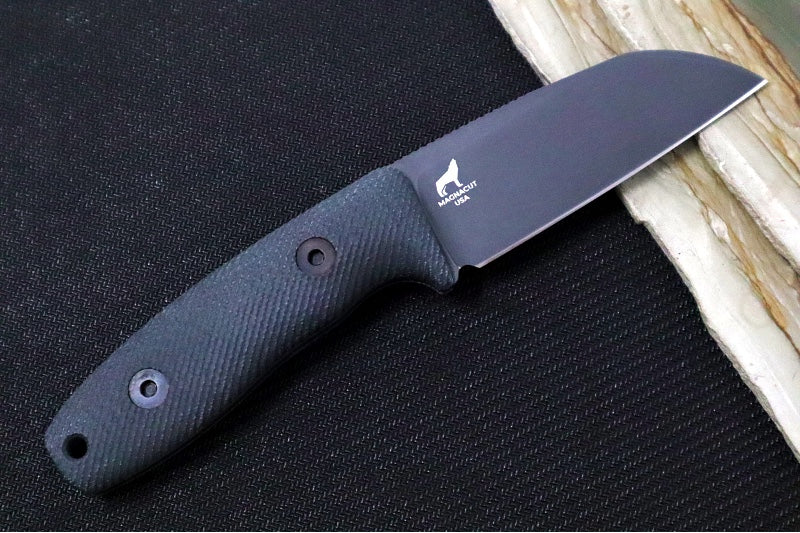 Reiff Knives Circadian Fixed Blade - Black Canvas Micarta Handle / CPM-Magnacut Steel / Black DLC Finished Sheepsfoot Blade / Black Kydex Sheath