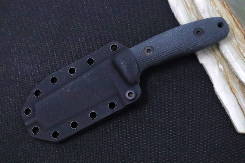 Reiff Knives Circadian Fixed Blade - Black Canvas Micarta Handle / CPM-Magnacut Steel / Black DLC Finished Sheepsfoot Blade / Black Kydex Sheath
