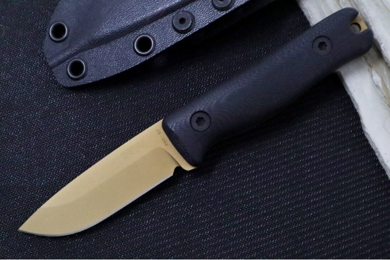 Reiff Knives F3 Fixed Blade Sprint Run - Black G-10 Handle / CPM-Magnacut Blade / FDE PVD Finished Drop Point / Black Kydex Sheath