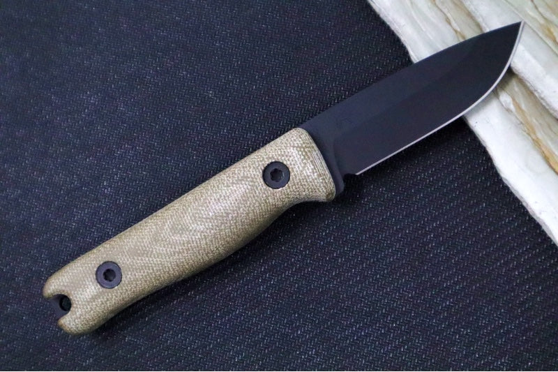 Reiff Knives F3 Fixed Blade Sprint Run - Green Canvas Micarta Handle / CPM-Magnacut Blade / Black DLC Finished Drop Point / Black Kydex Sheath