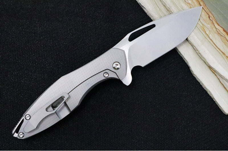 Koenig Mini Arius - Standard with Corda Patterned Handle - Stonewashed Blade with Polished Flats - Silver Spacer (Gen 1)