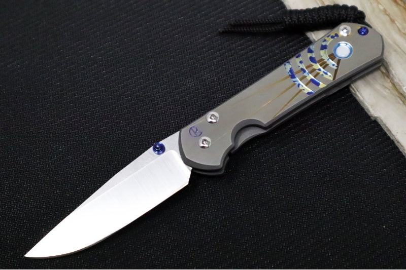 Chris Reeve Knives Small Sebenza 31 - Unique Graphics & Mother of Pearl Cabochon / CPM-Magnacut Blade #2495