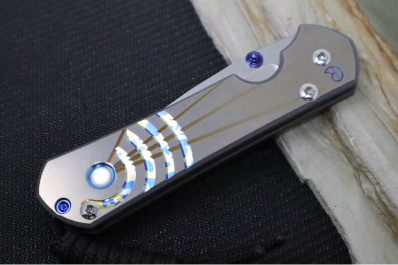 Chris Reeve Knives Small Sebenza 31 - Unique Graphics & Mother of Pearl Cabochon / CPM-Magnacut Blade #2495