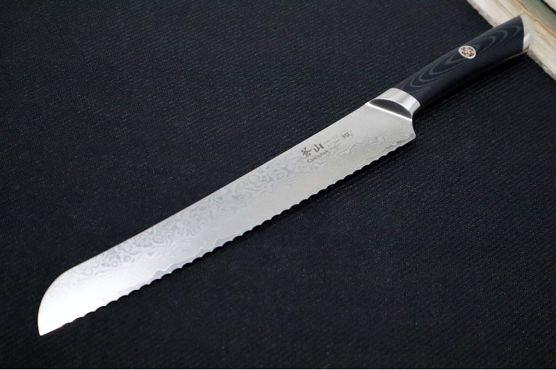 Cangshan Cutlery KURO Series 9" Bread Knife - Forged X-7 Damascus - Ashwood Magnetic Sheath 504241