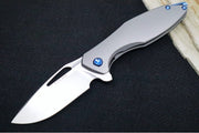 Koenig Mini Arius - Standard with Corda Patterned Handle - Stonewashed Blade with Polished Flats - Blue Spacer & Hardware (Gen 1) - Northwest Knives