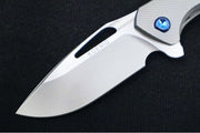 Koenig Mini Arius - Standard with Corda Patterned Handle - Stonewashed Blade with Polished Flats - Blue Spacer & Hardware (Gen 1) - Northwest Knives