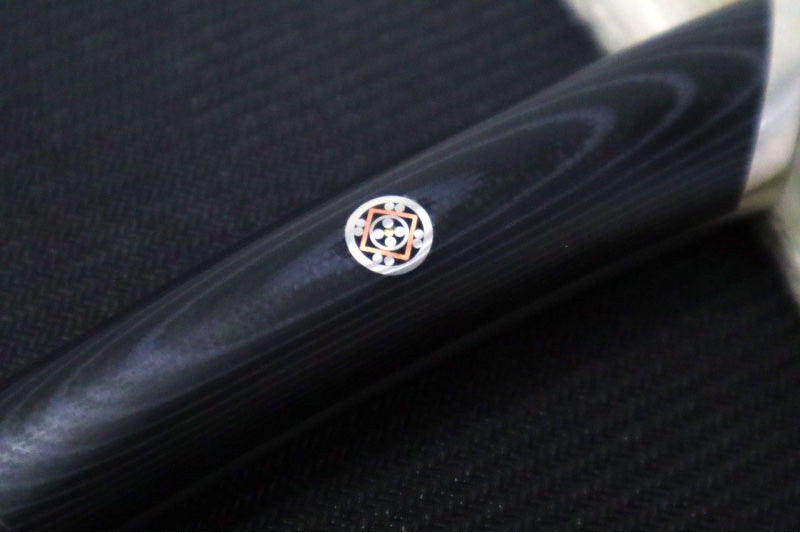 Cangshan Cutlery KURO Series 5" Serrated Utility Knife - Forged X-7 Damascus - Ashwood Magnetic Sheath 504289