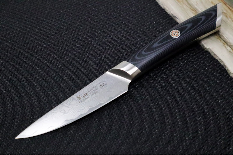 Cangshan Cutlery KURO Series 3.5" Paring Knife - Forged X-7 Damascus - Ashwood Magnetic Sheath 504296 - Northwest Knives