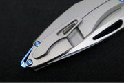 Koenig Mini Arius - Standard with Corda Patterned Handle - Stonewashed Blade with Polished Flats - Blue Spacer & Hardware (Gen 1) - Northwest Knives