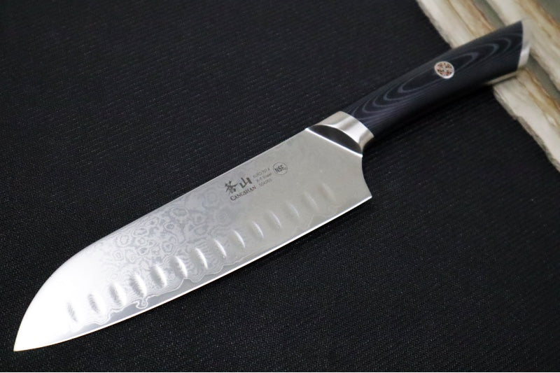 Cangshan Cutlery KURO Series 7" Santoku Knife - Forged X-7 Damascus - Ashwood Magnetic Sheath 504265