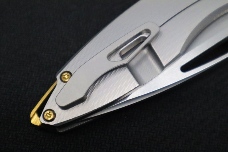 Koenig Mini Arius - Standard with Corda Patterned Handle - Stonewashed Blade with Polished Flats - Bronze Spacer & Hardware (Gen 1)