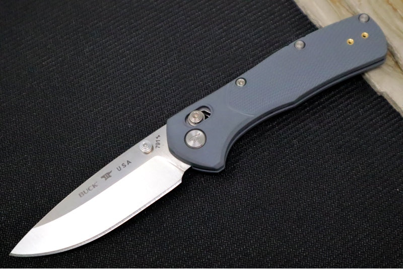 Buck 0791GYS1 Range Pro Crossbar Folder- Drop Point Blade / 154CM Steel / Gray GFN Handles 0791GYS1