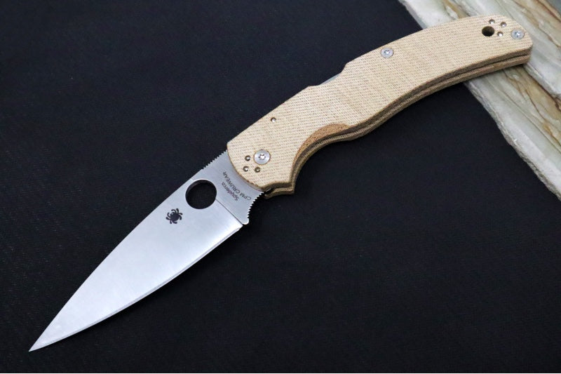 Spyderco Native Chief - Brown Canvas Micarta Handle / Satin Drop Point Blade / CPM-Cruwear Steel C244MPCW