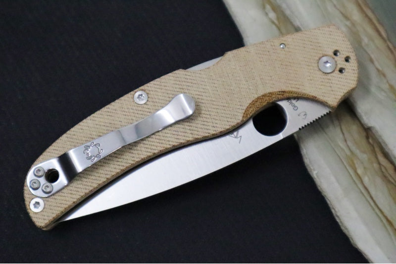 Spyderco Native Chief - Brown Canvas Micarta Handle / Satin Drop Point Blade / CPM-Cruwear Steel C244MPCW