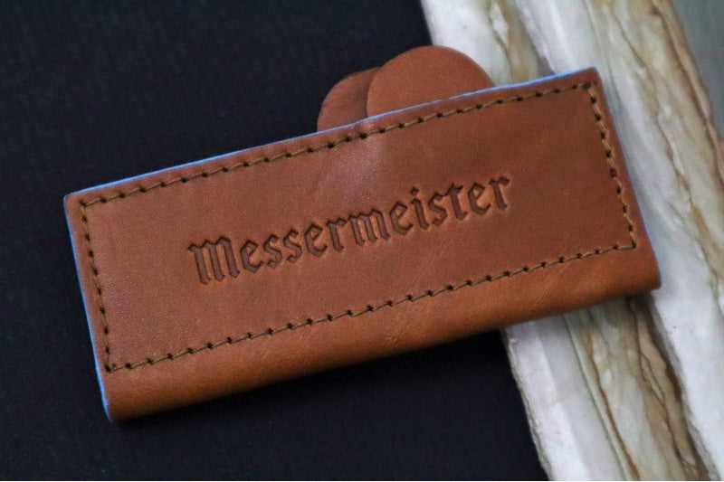 Messermeister Leather Edge Guard - 4.0" Saddle Brown - Magnetic Closure
