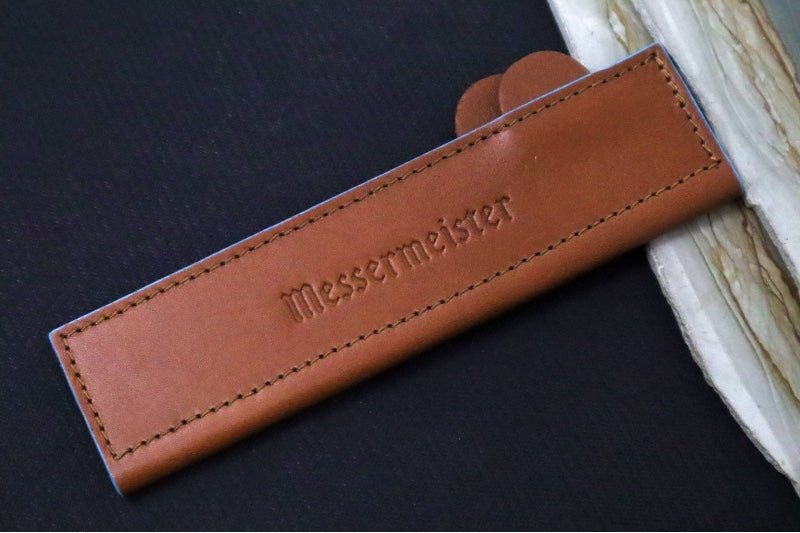 Messermeister Leather Edge Guard - 6.5" Saddle Brown - Magnetic Closure