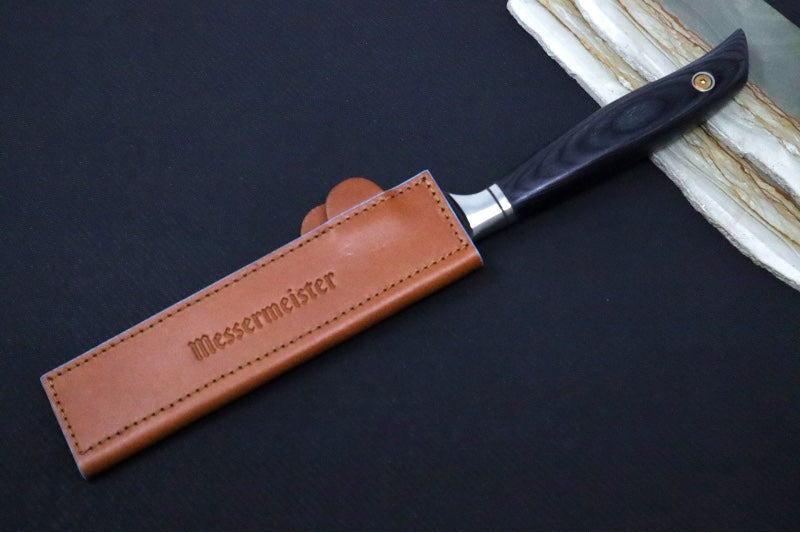 Messermeister Leather Edge Guard - 6.5" Saddle Brown - Magnetic Closure