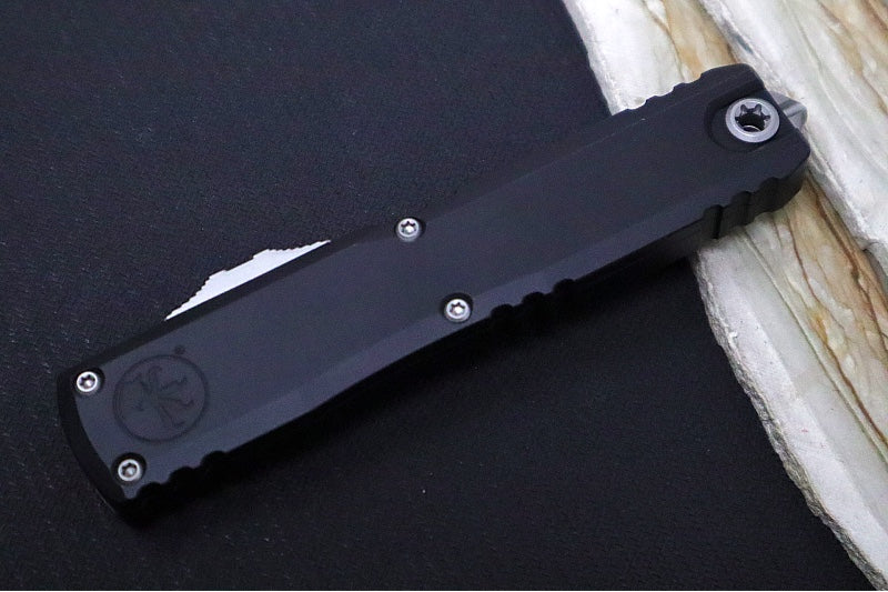 Microtech Ultratech ZBP (Zero Blade Play) OTF - Stonewash Finish / Dagger Blade / Black Anodized Aluminum Handle 1122-10