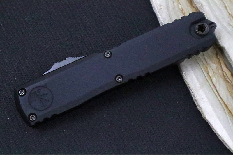 Microtech Ultratech ZBP (Zero Blade Play) OTF Signature Series - DLC Black Shadow Finish / Single Edge / Black Anodized Aluminum Handle 1121-1DLCTSH