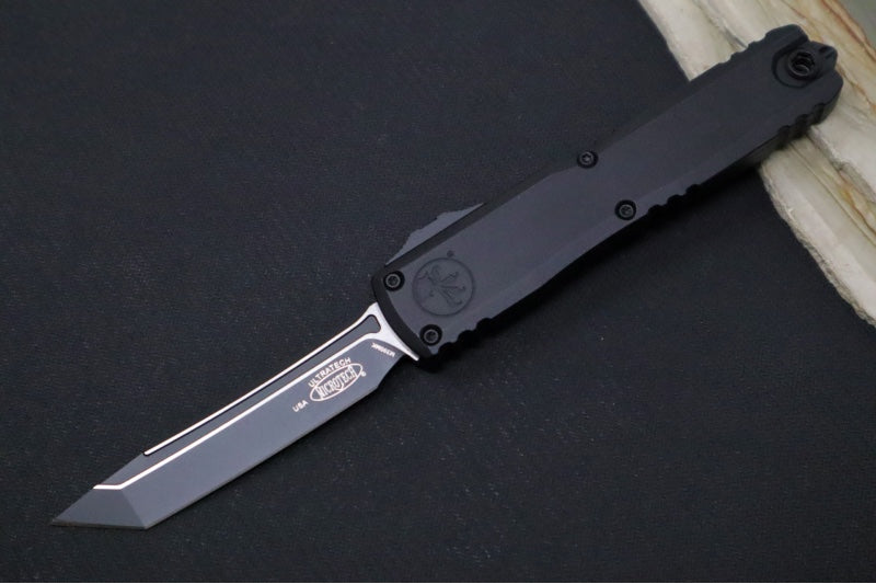 Microtech Ultratech ZBP (Zero Blade Play) OTF Tactical - Black Finish / Tanto Blade / Black Anodized Aluminum Handle 1123-1T