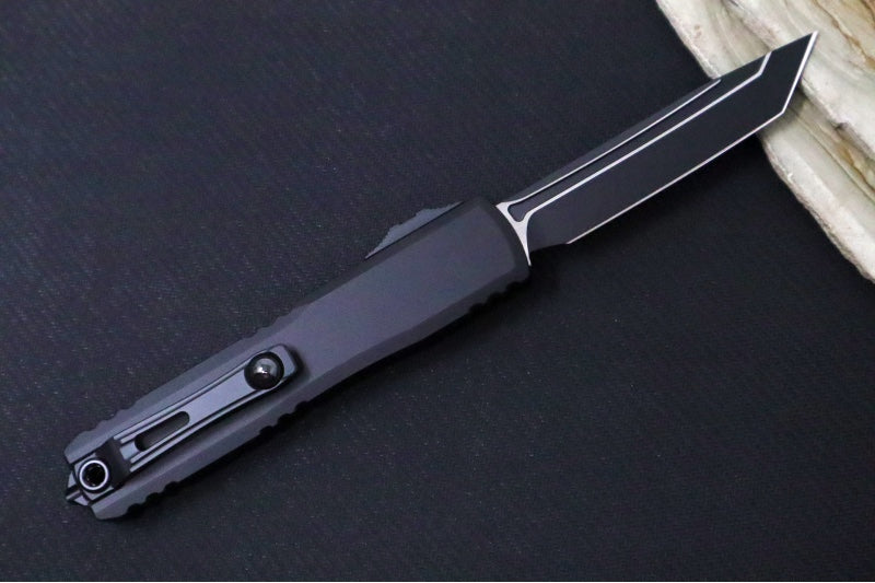 Microtech Ultratech ZBP (Zero Blade Play) OTF Tactical - Black Finish / Tanto Blade / Black Anodized Aluminum Handle 1123-1T
