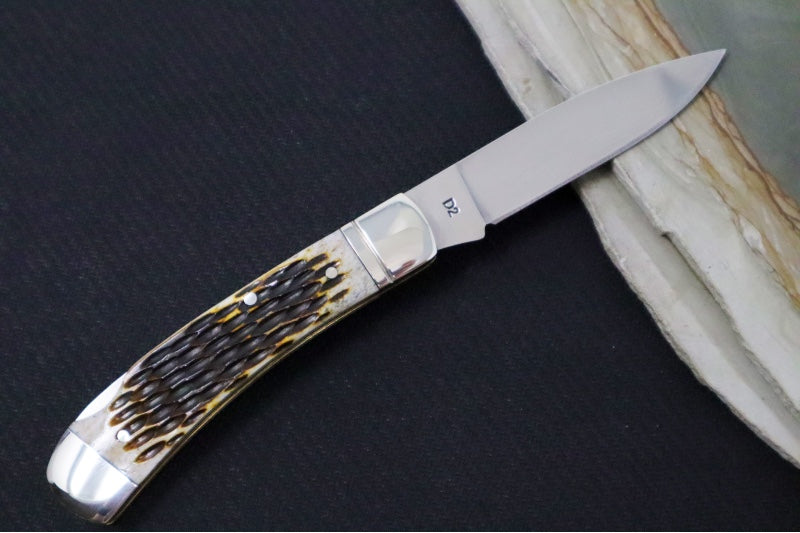 Boker Treebrand Traditional Lockback - Amber Jigged Bone Handle / D2 Steel / Satin Finish 110891