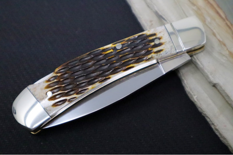 Boker Treebrand Traditional Lockback - Amber Jigged Bone Handle / D2 Steel / Satin Finish 110891