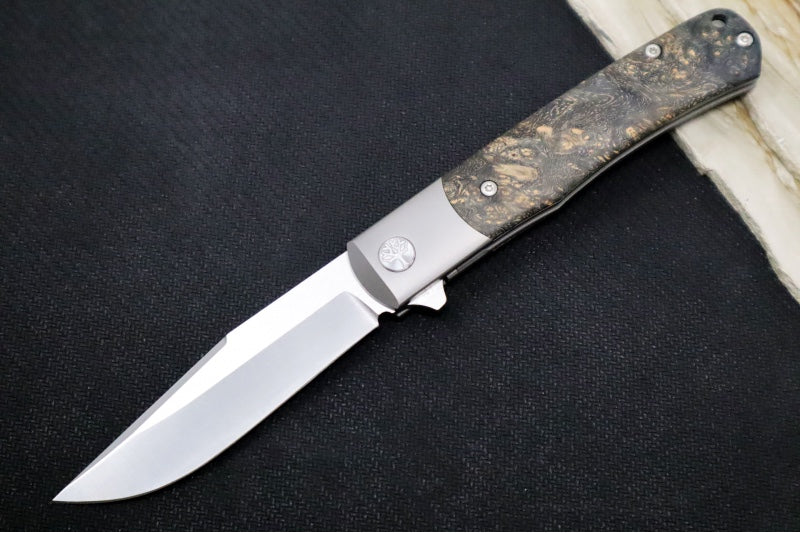 Boker TRPPR Flipper - Ambonia Wood Handle Scales & Titanium Bolsters / Clip Point Blade / CPM-Magnacut Steel 112088