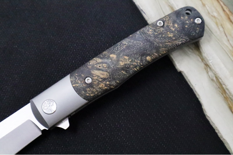 Boker TRPPR Flipper - Ambonia Wood Handle Scales & Titanium Bolsters / Clip Point Blade / CPM-Magnacut Steel 112088