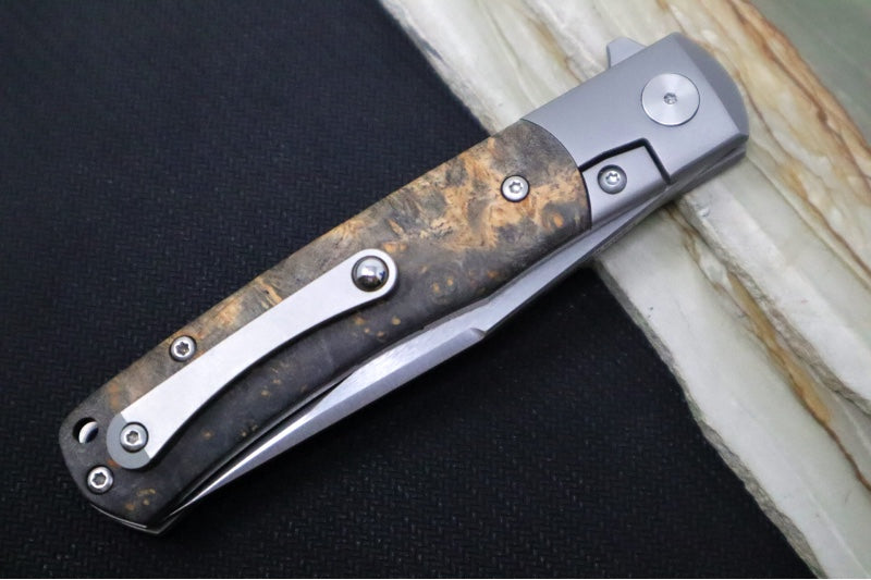 Boker TRPPR Flipper - Ambonia Wood Handle Scales & Titanium Bolsters / Clip Point Blade / CPM-Magnacut Steel 112088