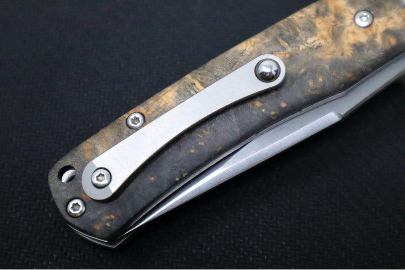 Boker TRPPR Flipper - Ambonia Wood Handle Scales & Titanium Bolsters / Clip Point Blade / CPM-Magnacut Steel 112088