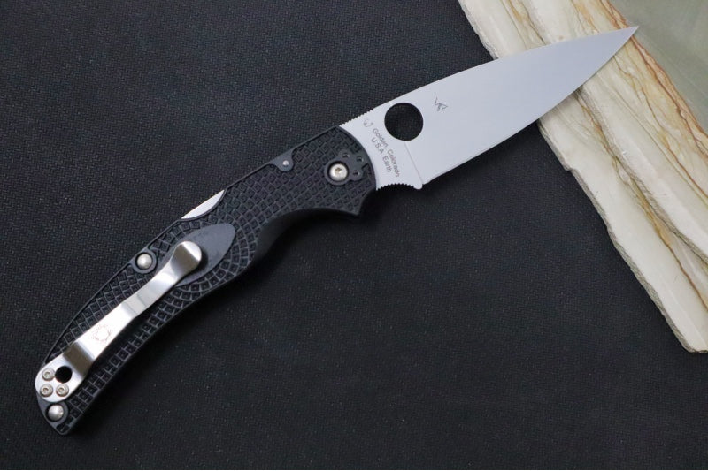 Spyderco Native Chief - Drop Point Blade / Satin Finish / Black FRN Handle Scales C244PBK