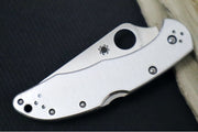 Spyderco Delica - Stainless Steel Handle / Satin Finish / Drop Point Blade / VG-10 Steel C11P - Northwest Knives