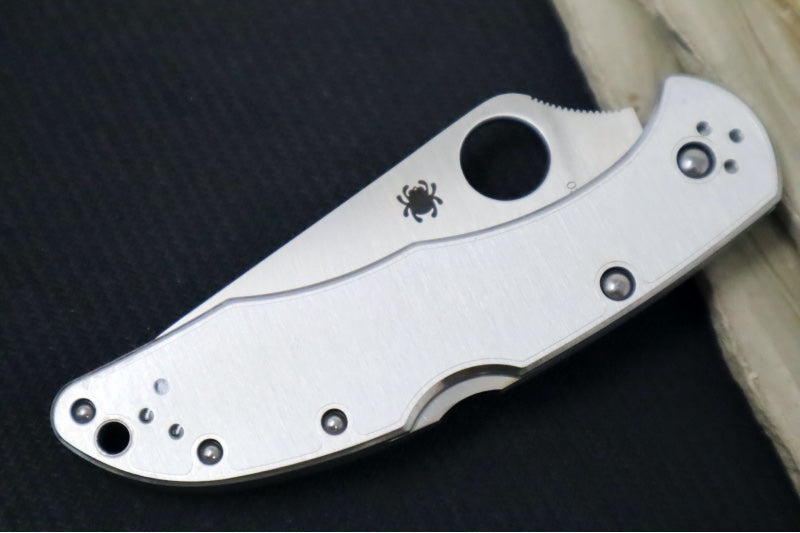 Spyderco Delica - Stainless Steel Handle / Satin Finish / Drop Point Blade / VG-10 Steel C11P - Northwest Knives