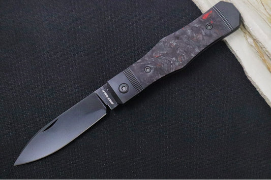 Jack Wolf Knives Vampire Jack Slip Joint - Fat Carbon Dark Matter Red Inlay / Bead Blasted Titanium Bolsters / CPM-S90V Steel