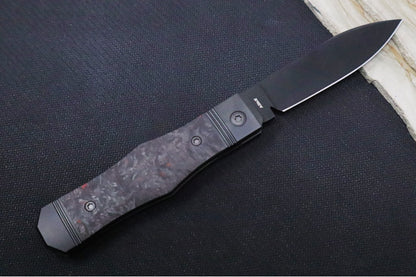 Jack Wolf Knives Vampire Jack Slip Joint - Fat Carbon Dark Matter Red Inlay / Bead Blasted Titanium Bolsters / CPM-S90V Steel