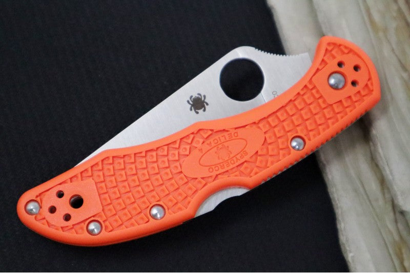 Spyderco Delica - Flat Ground Orange Handle / Satin Blade - C11FPOR