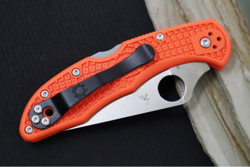 Spyderco Delica - Flat Ground Orange Handle / Satin Blade - C11FPOR - Northwest Knives