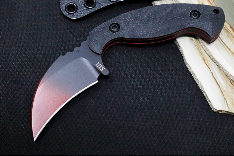 Toor Knives Karsumba - Crimson & Shadow Black KG Gunkote Finished Blade / CPM-154 Steel / Black G-10 Handle & Red Liners / Kydex Sheath 850049642316